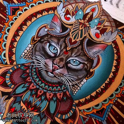 猫咪纹身手稿图案