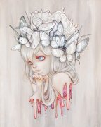 女郎蝴蝶纹身手稿图案由武汉纹身店提供