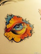 武汉最好的刺青店推荐一款彩色眼睛纹身图案