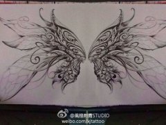 个性蝴蝶手稿纹身图案由武汉纹身馆提供