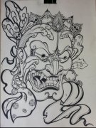 武汉纹身店推荐一组个性传统般若纹身手稿图案大全