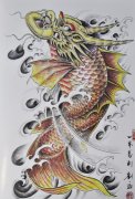 武汉最好的刺青店推荐一款鳌鱼纹身手稿图案
