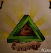 彩色上帝之眼字母纹身图案