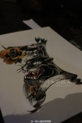 豹子数字纹身手稿图案由武汉纹身店提供