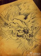 武汉最好纹身店推荐一款龙纹身手稿图片