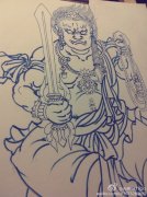 武汉纹身店推荐一款不动明王纹身线稿图案