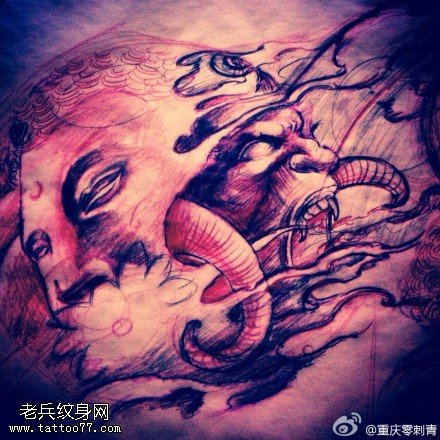 佛魔纹身手稿图片由武汉纹身提供
