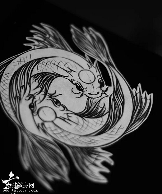 双鱼纹身手稿图片由武汉最好的刺青店提供