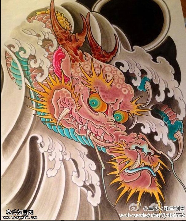 武汉最好的刺青店推荐一款龙纹身线稿图片