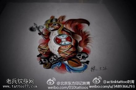 彩色卡通骷髅头纹身图片由武汉刺青店提供