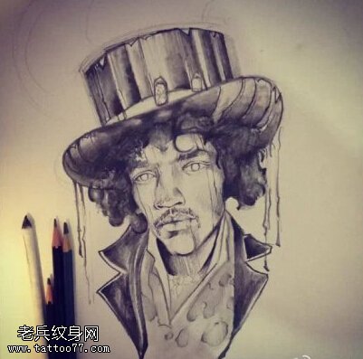 黑灰素描肖像纹身图片由武汉纹身店提供