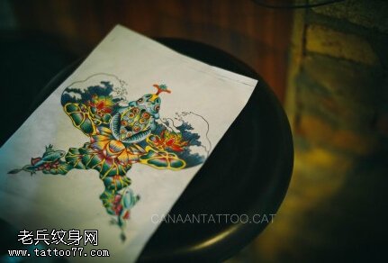 彩色风筝纹身手稿图片由武汉最好的刺青店提供