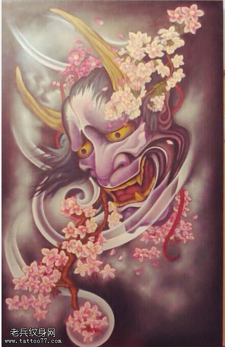 彩色个性传统般若纹身手稿图片