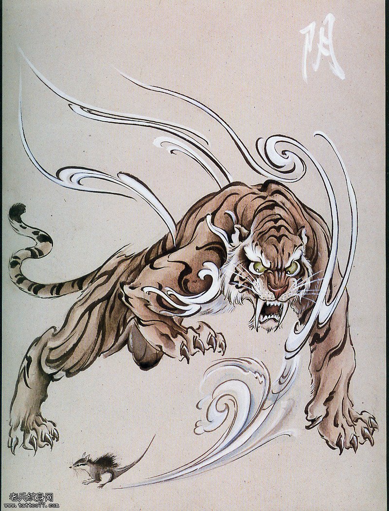 武汉老兵纹身分享一款霸气的老虎纹身图案