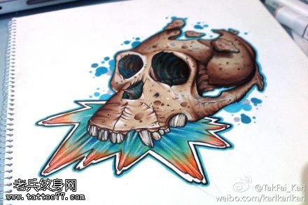 个性彩色欧美骷髅纹身图案