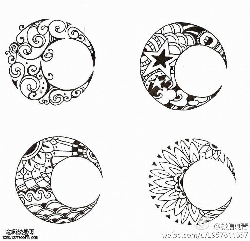 图腾月亮纹身手稿图案