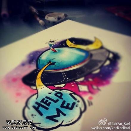 彩色星空宇宙纹身手稿图案