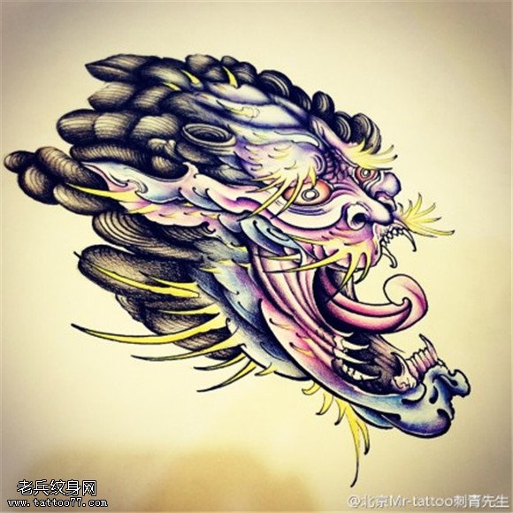 彩色霸气的纹身手稿图案