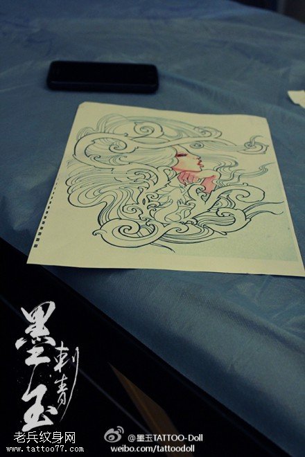 个性女郎纹身手稿图片
