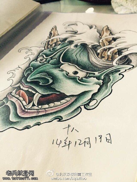 彩色个性传统般若纹身