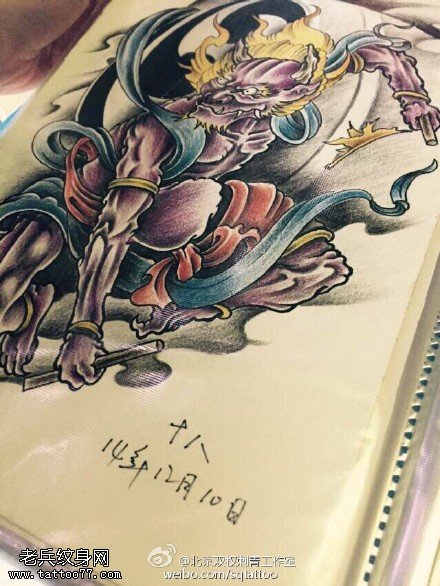 彩色个性风神纹身手稿图案