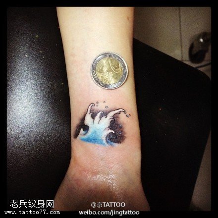 波浪汹涌海浪纹身图案