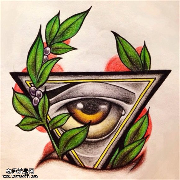 彩色树叶上帝之眼纹身图片