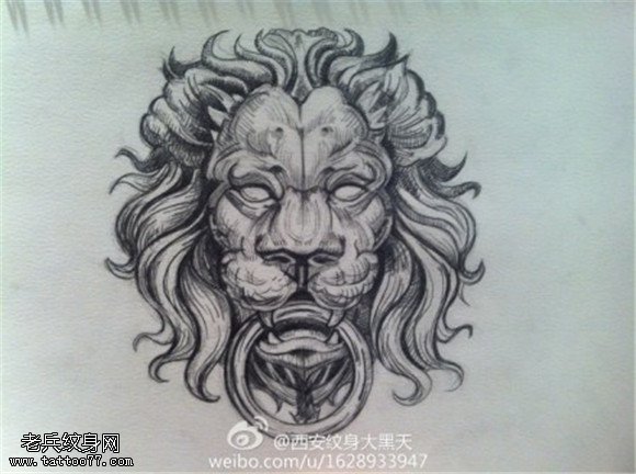 狮子纹身手稿图片
