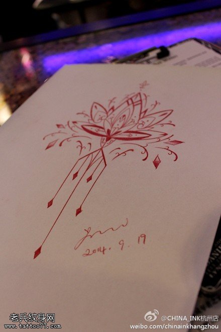 梵花莲花纹身手稿图片