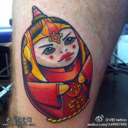 浓眉大眼不倒翁纹身图案