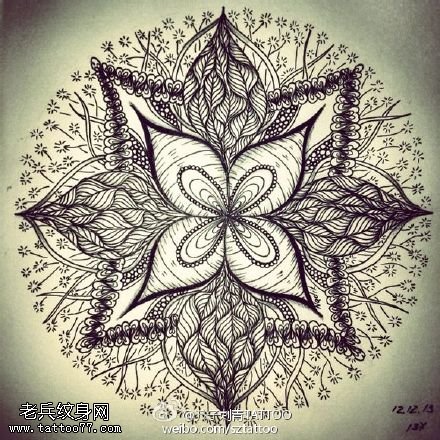 个性梵花纹身线稿图案