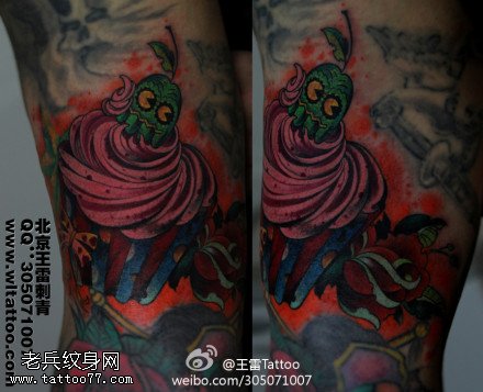 色彩艳丽花怪物纹身图案