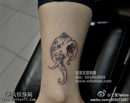 长寿富贵象头纹身图案