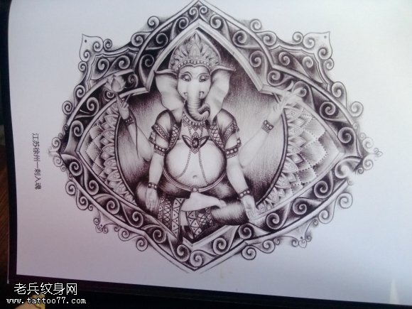 象神纹身图案作品