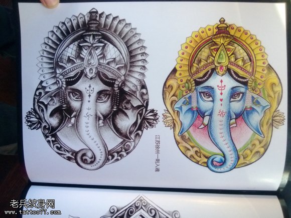 2个漂亮的象神纹身图案