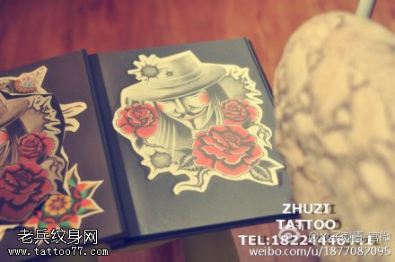 v字仇杀队玫瑰花刺客插画纹身图案