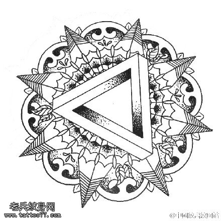 时尚经典几何线条梵花点刺纹身图案