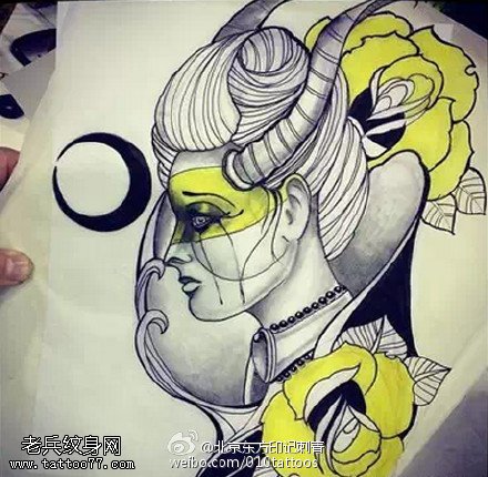 幽美魔女手稿纹身图案