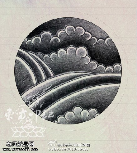 中国传统的黑白手稿纹身图案
