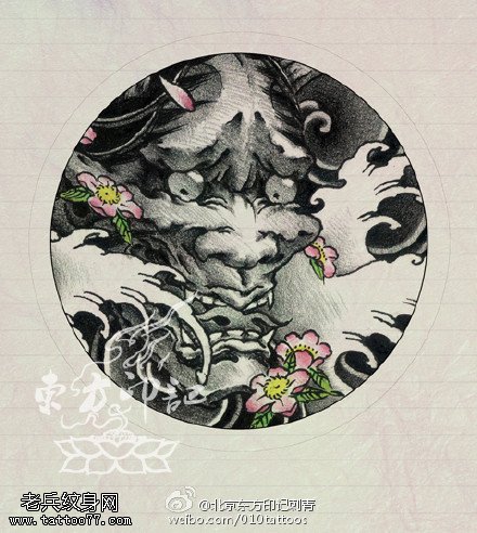 经典的黑白般若手稿纹身图案