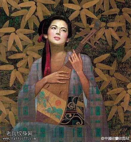 中国古代琵琶女子纹身图案