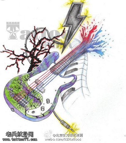 唯美经典电子乐器纹身图案