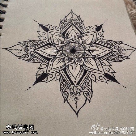 经典梵花刺青手稿纹身图案
