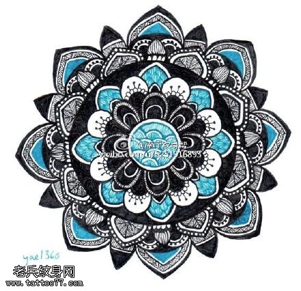 经典民族风梵花手稿纹身图案