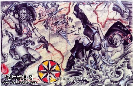 西海岸风格性感美女手稿纹身图案