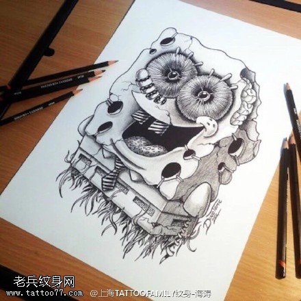 海绵宝宝大大的笑纹身图案