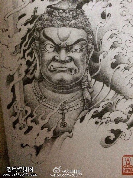 邪恶的佛祖手稿纹身图案