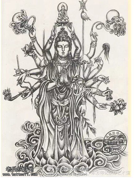 千手观音手稿纹身图案