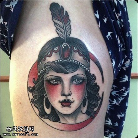 欧美优雅的摩登女郎纹身图案