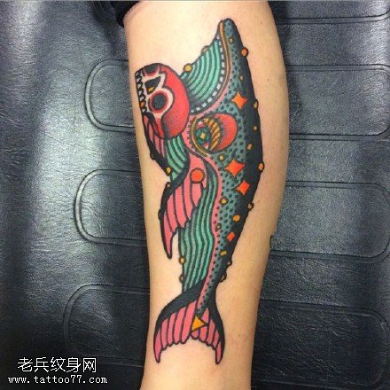 欧美涂鸦鲸鱼纹身图案